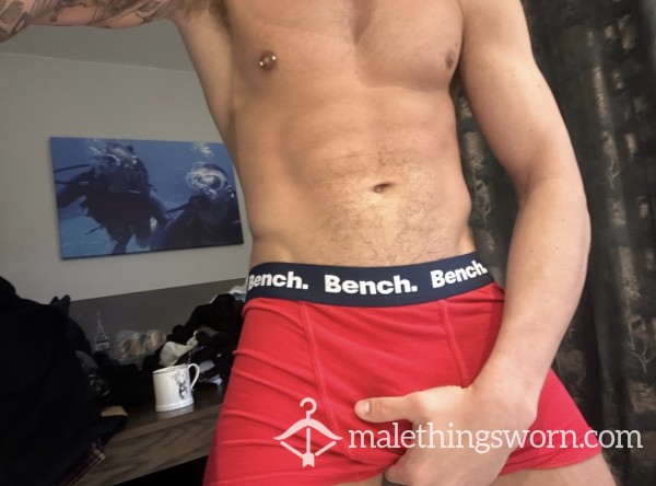 Red Worn Boxers, Arrive Ripe As Fuck 😉