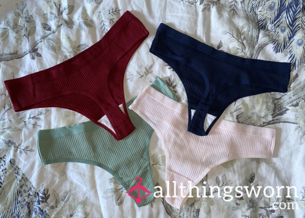 Ribbed Cotton Thongs (48 Hour)