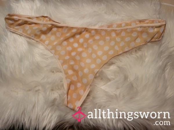 SALE: T43: Peach XL Polka Dot Thong