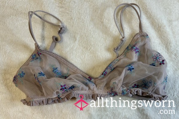 See Thru S**y Purple And Blue Cute Flor*l Urban Outfitters Bralette