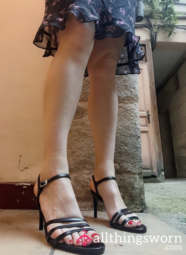 Sexy Black Leather Heels With Straps 🌹