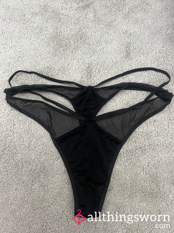 Sexy Black Sheer Silky Thong 🖤🥵