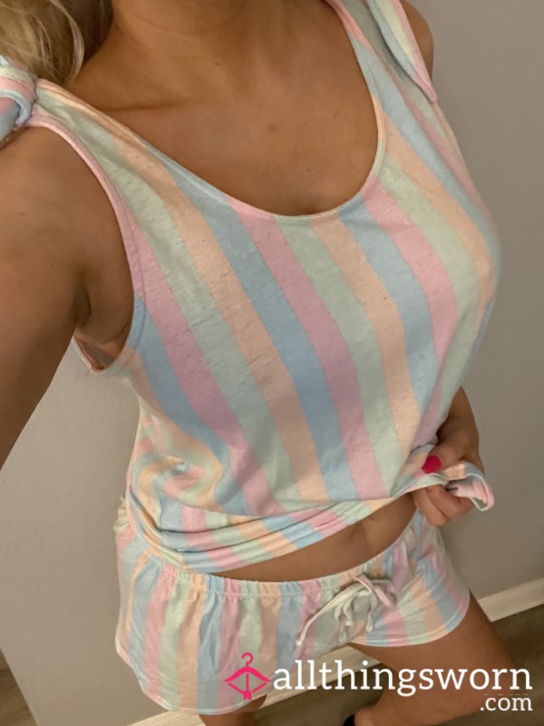 Sexy Colorful Stripe  Slept In Pajamas Set