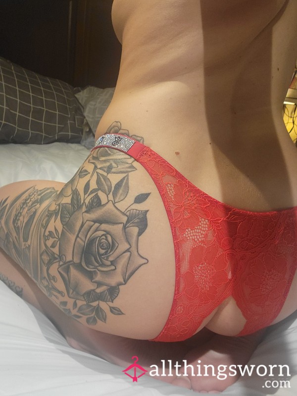 Sexy Crotchless Red Lace W/rhinestone