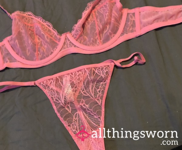 Sexy Pink Bra Matching Thong