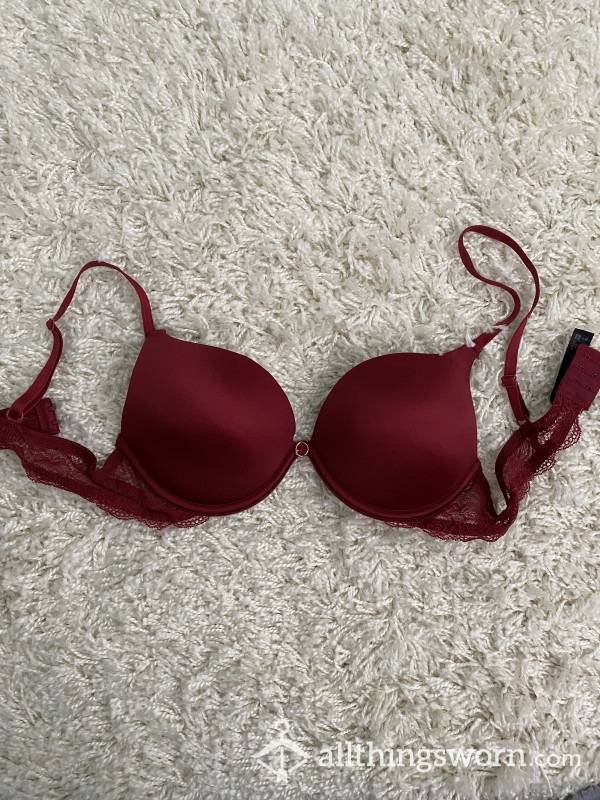 S**y Red Satin Padded Bra - 36B