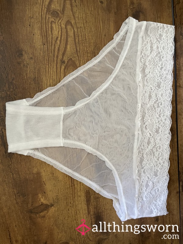 Sheer And Lace White Panties XXL