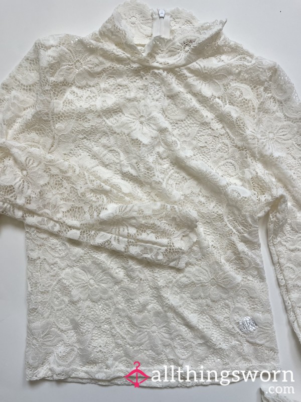 Sheer White Lace Long Sleeve Top