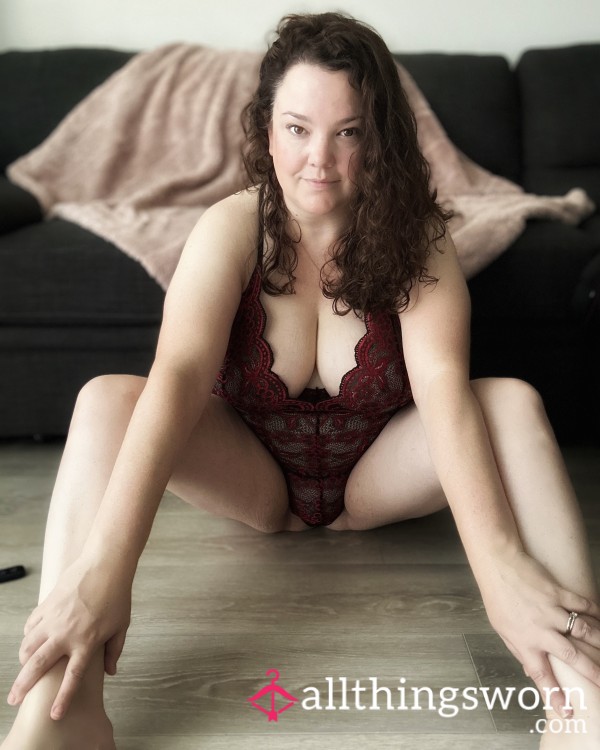 Showing Off My New Black And Red Lace Lingerie