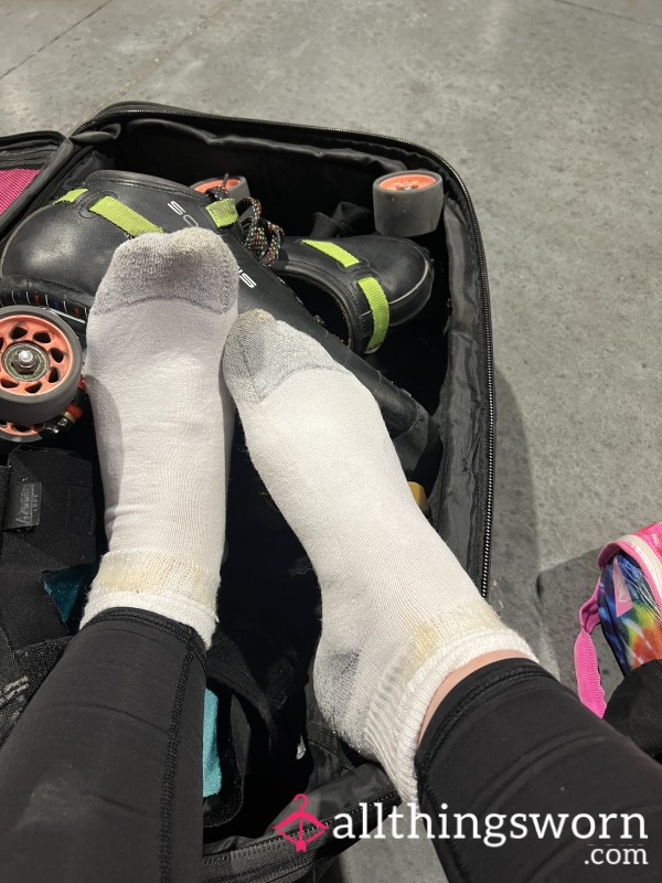 Size 13 White Socks Athletic Socks, Skated/roller Derby For 10 Hours Straight!