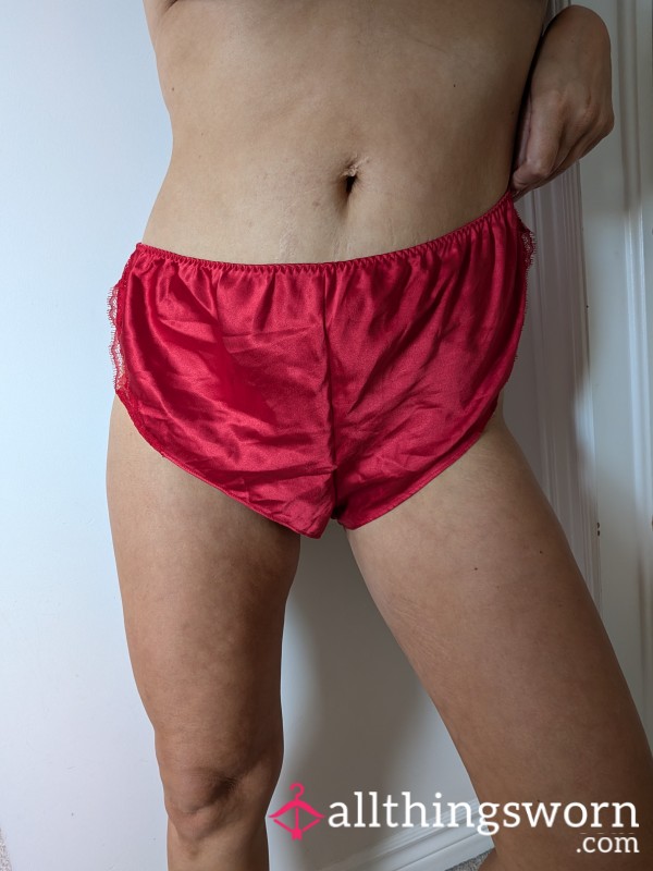 Let Me Make These Red Silk Shorts So Wet And Creamy For You