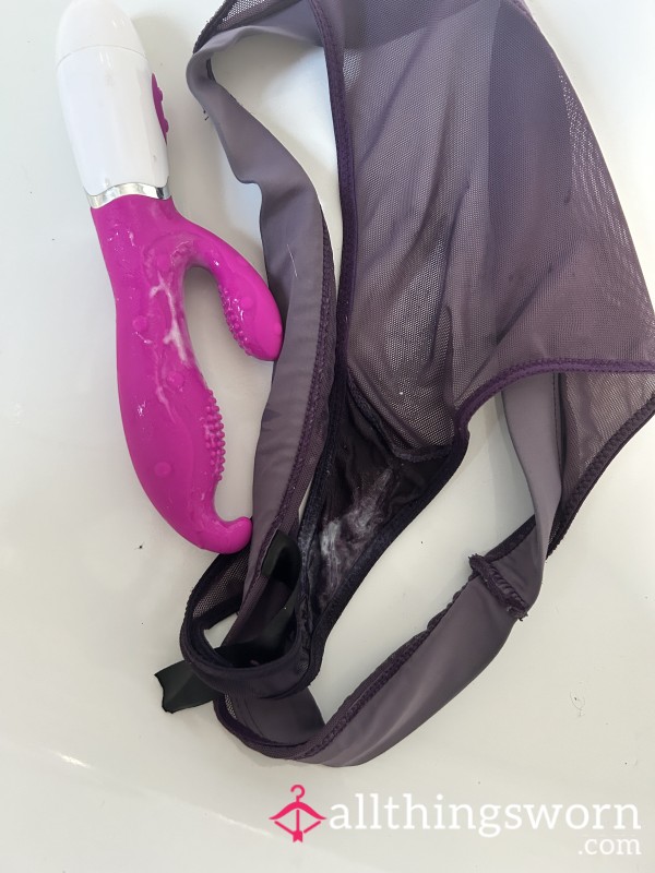 Soaked With Squirt And Cum Purple Thong 😍