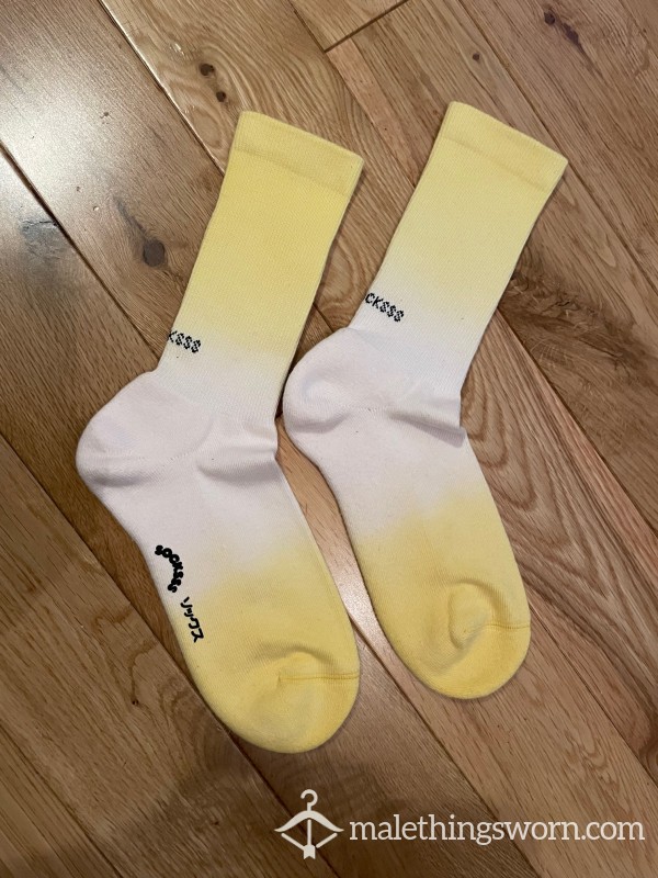 SOCKSSS Studios Yellow Ombre Sports Crew Socks - Limited Edition Rare