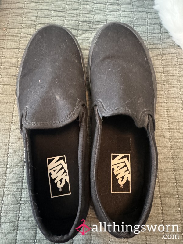 Solid Black Van's Slip-ons