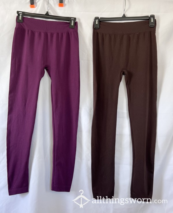Small Well Worn Purple And Brown Spandex Leggings