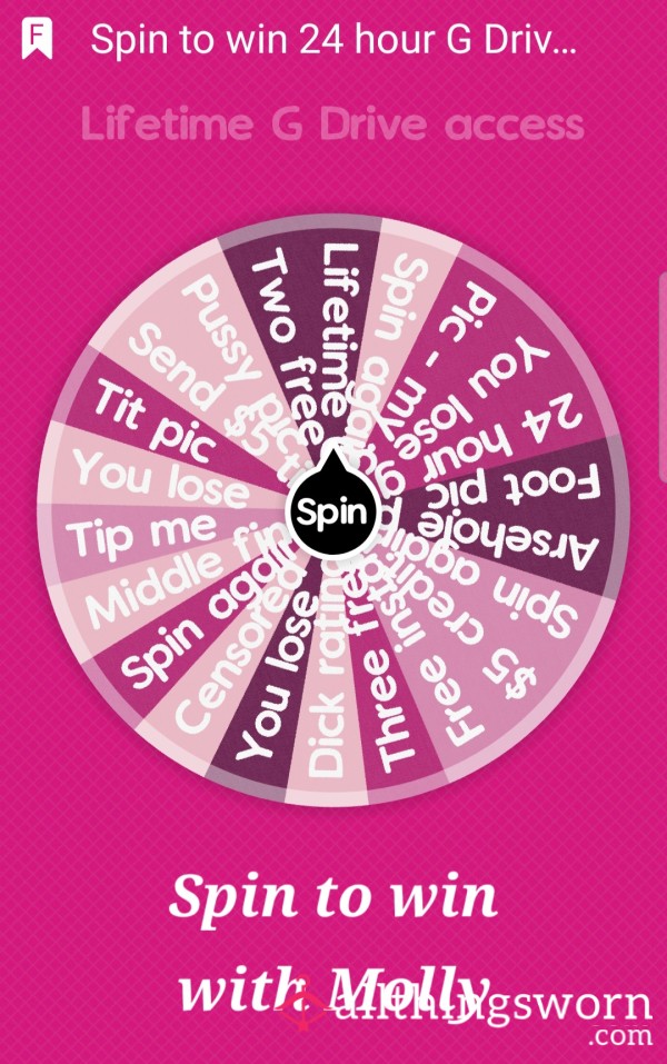Spin To Win With Molly - Win Lifetime Access To My G Drive, Instant Videos, Photos, Ratings And More!