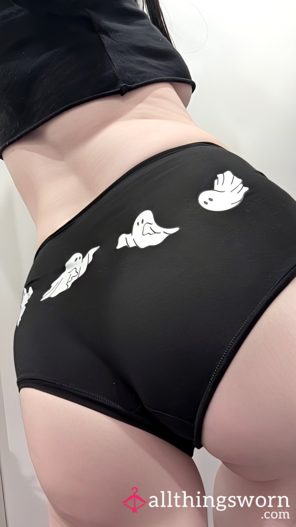 Sp**ky Black Glow Ghost Victoria's Secret Halloween Boyshort Panties