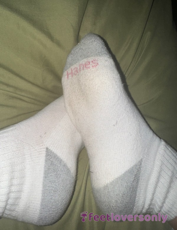 Another Pair Of My Mom Socks. Hanes Worn Well By A Young MILF 😚 Worn All Day In Hot Summer Heat, Got Nice And Sweaty In Them For You 🥵