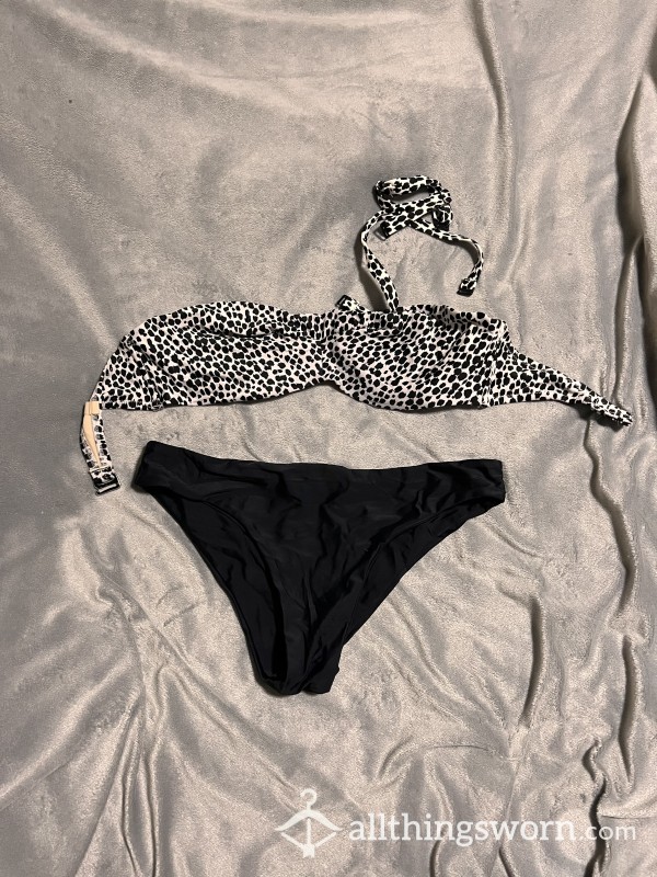 Well Worn Small Strapless Cheetah Print Bikini