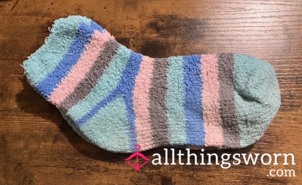 Striped Green, Blue, Pink, & Gray Fuzzy Socks - US Shipping Included -