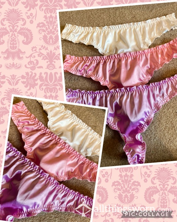 White Pair Left 🤍 Super Cute Silky Thongs With Frilly Edging💕