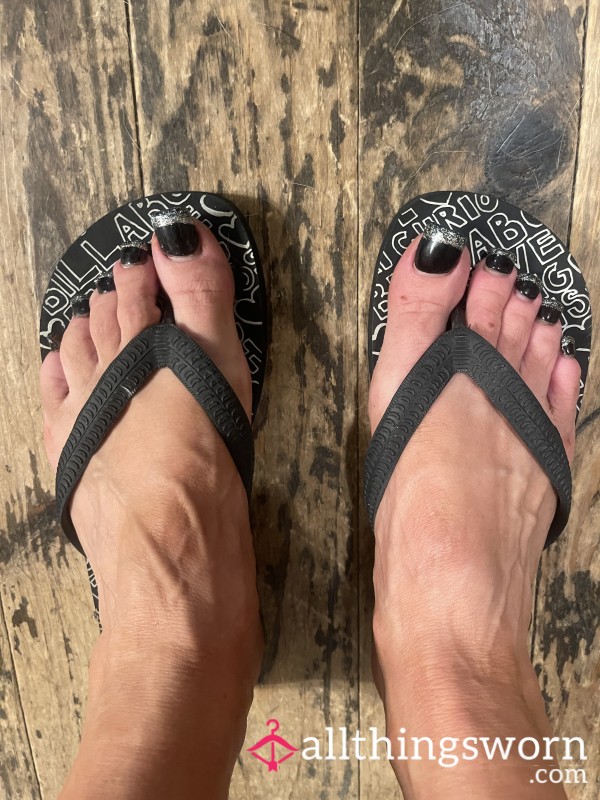 Sweaty Stinky Old Black Flip Flops