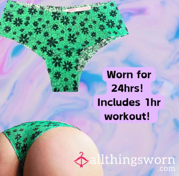 Sweaty Workout Worn Cheeky Panty Includes Workout! $20