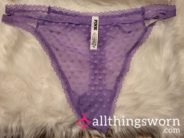 T31: XL PINK Violet Heart Lace Thong