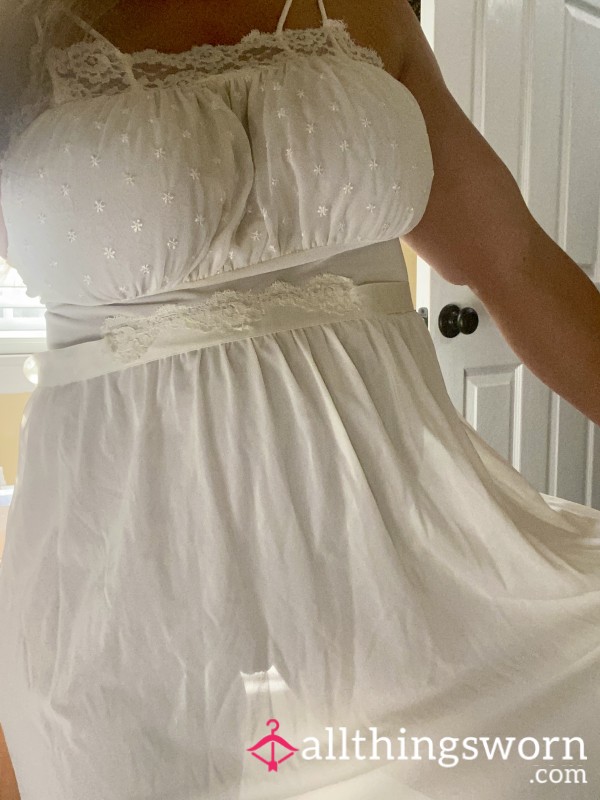 Taking Off My Vintage White Nightgown- 8 Photos