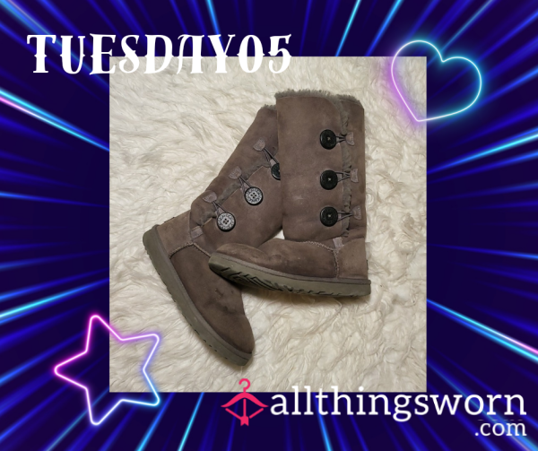 Tall Dark Brown Uggs With Bu*tons