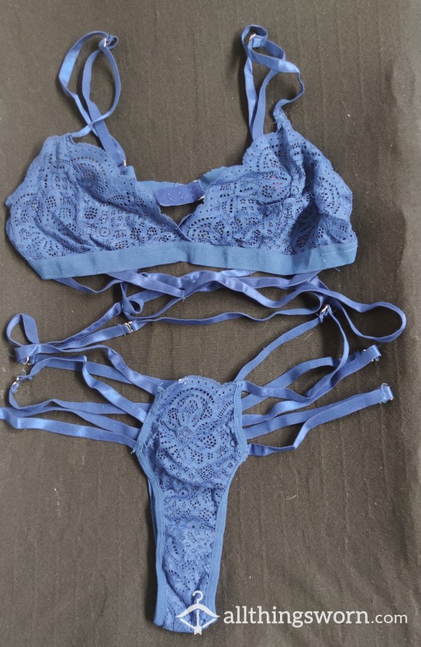 Teal Lace Strappy Lingerie Set