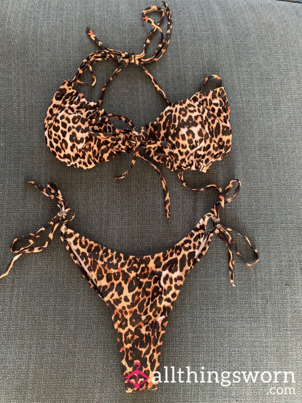 Teen Used Worn Leopard Print Bikini