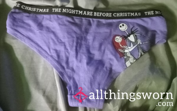 "The Nightmare Before Christmas" Panties, With Jack Skellington And Sally.  Size Medium, Purple.