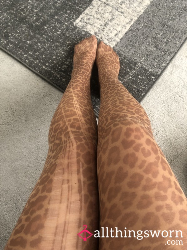 Thick Leopard Print Ripped Tights