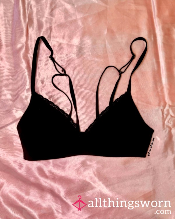 Thin Black Lace Trim Bra