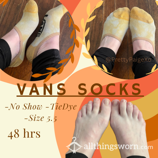 Vans No Show Socks — Yellow Tie Dye 💛 Small Sweaty Feet 👣 48hr Wear