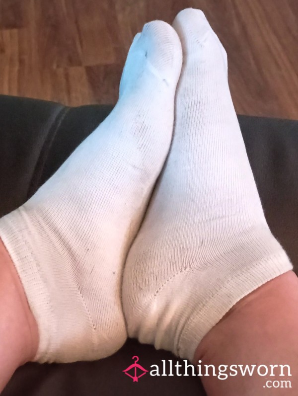 Two Day Worn White Ankle Socks