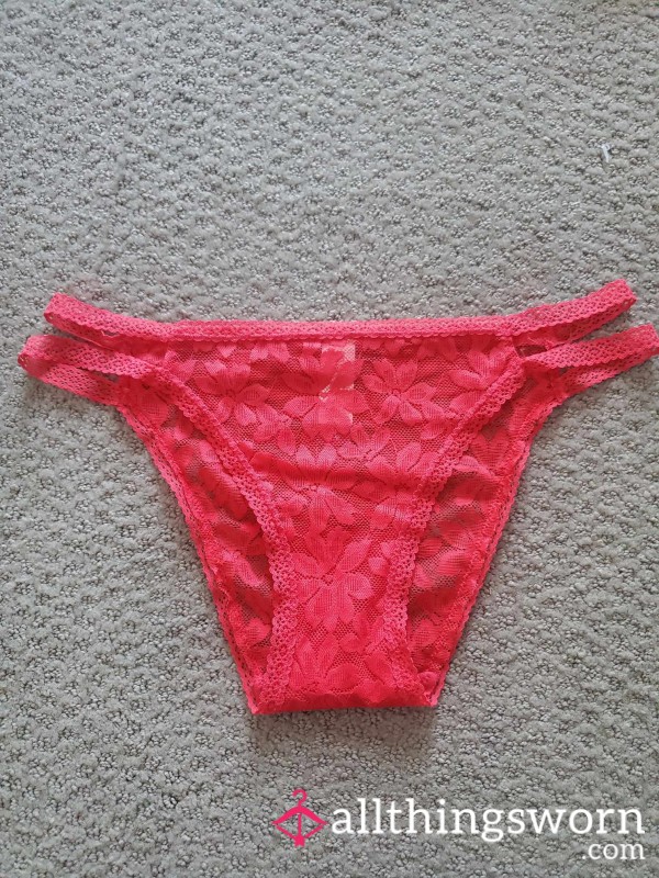 Used Flamingo Pink Lacy Panties 🦩