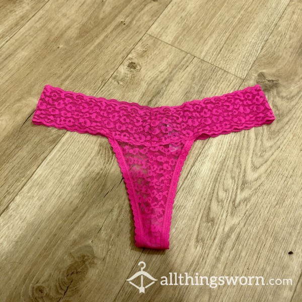 Used Pink Lace Thong - XS