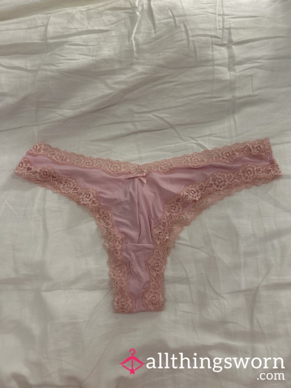 Used Pink Lace Thong