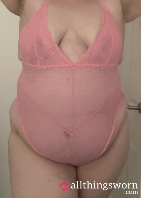💖 Used Pink Size 20 Lacy Bodysuit 💖