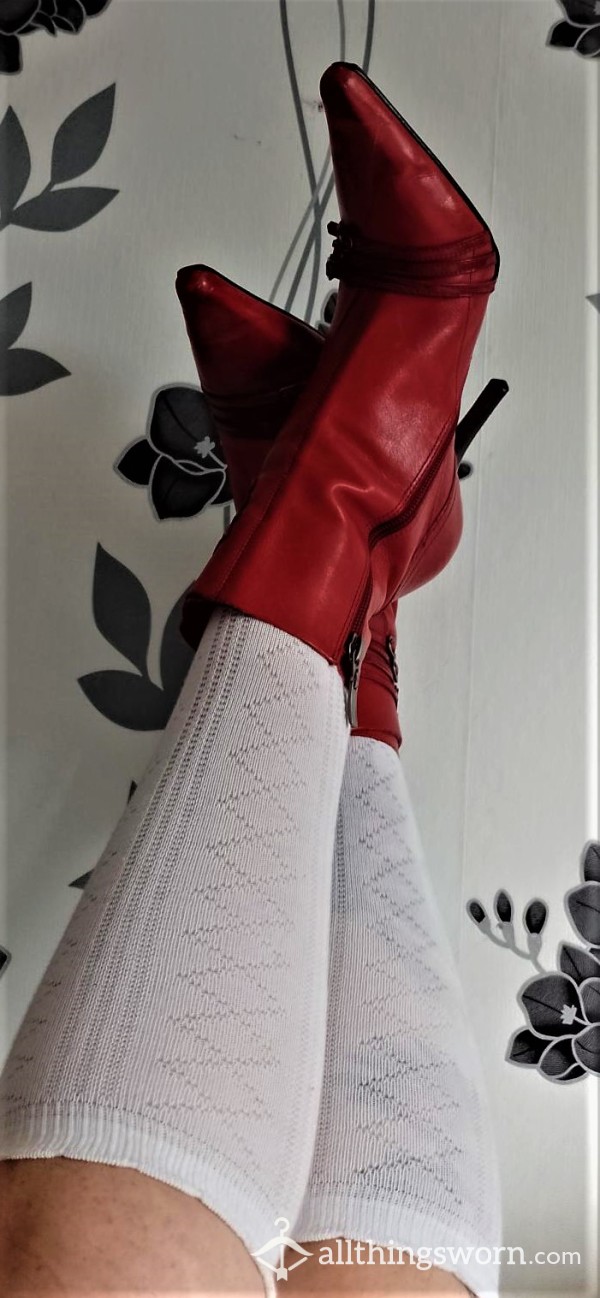 20% Off My Red Leather Stiletto Ankle Boots
