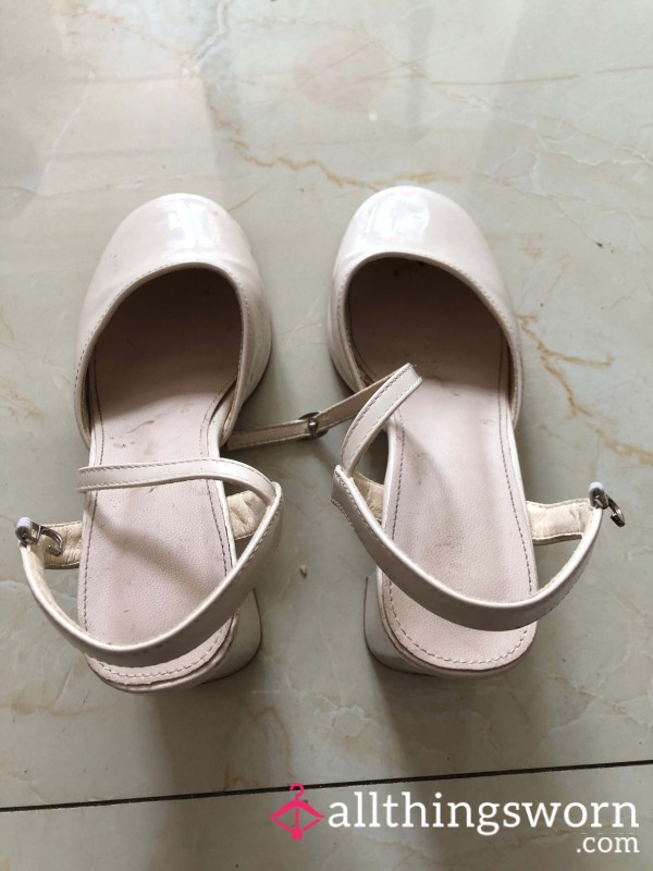 Used Worn  Thick High Heel Lace Up Sandals （Ladyyaoying）