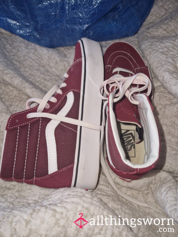 Vans Burgundy High Tops Well Worn On Instide But Great Condition