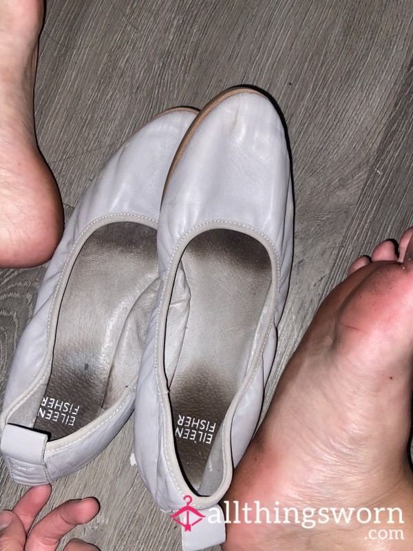 SOLD!!VERY Well-worn Ballet Office Flats With TOEPRINTS