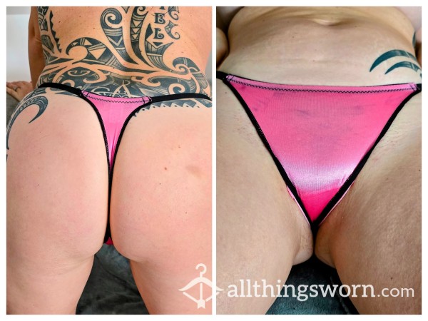 Thong For Sale ! - Well Worn Dirty Pink Silky Thong Panties With Alex's Scent - 24 Hour Wear