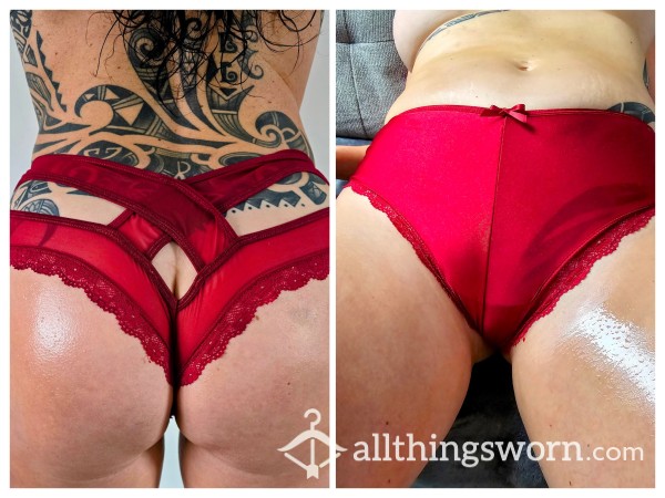 Panties For Sale ! - Well Worn Dirty Red Silky Panty With Alex's Scent - 48 Hour Wear