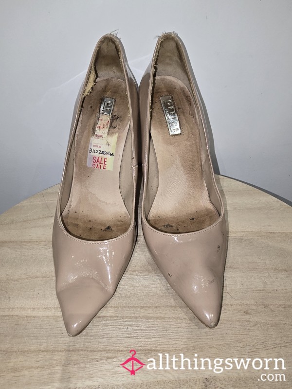 SOLD Very Worn Patent Sweaty Heels - Toe Prints And Sweat Stains