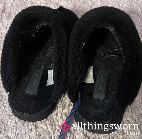 🖤 Very Worn & Stinky Jack Wills Slippers ♡ Fluffy ♡ Includes 1 Minute Video & Photo-Set