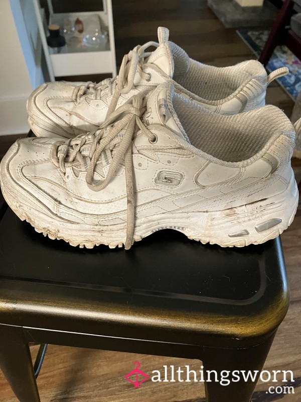 Very Worn White Sketcher D Lites Worn Daily For 6 Months!